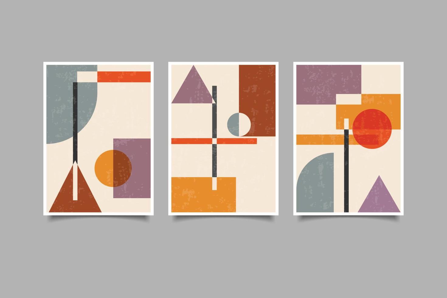 Set of modern wall art print geometric vintage vector