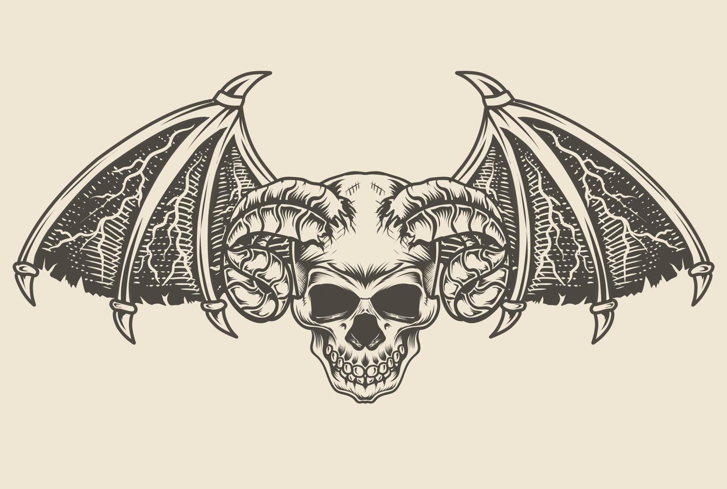 illustration vector demon skull head