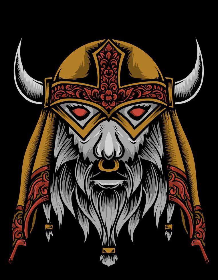 ilustración, vector, asustadizo, vikingo, cabeza vector