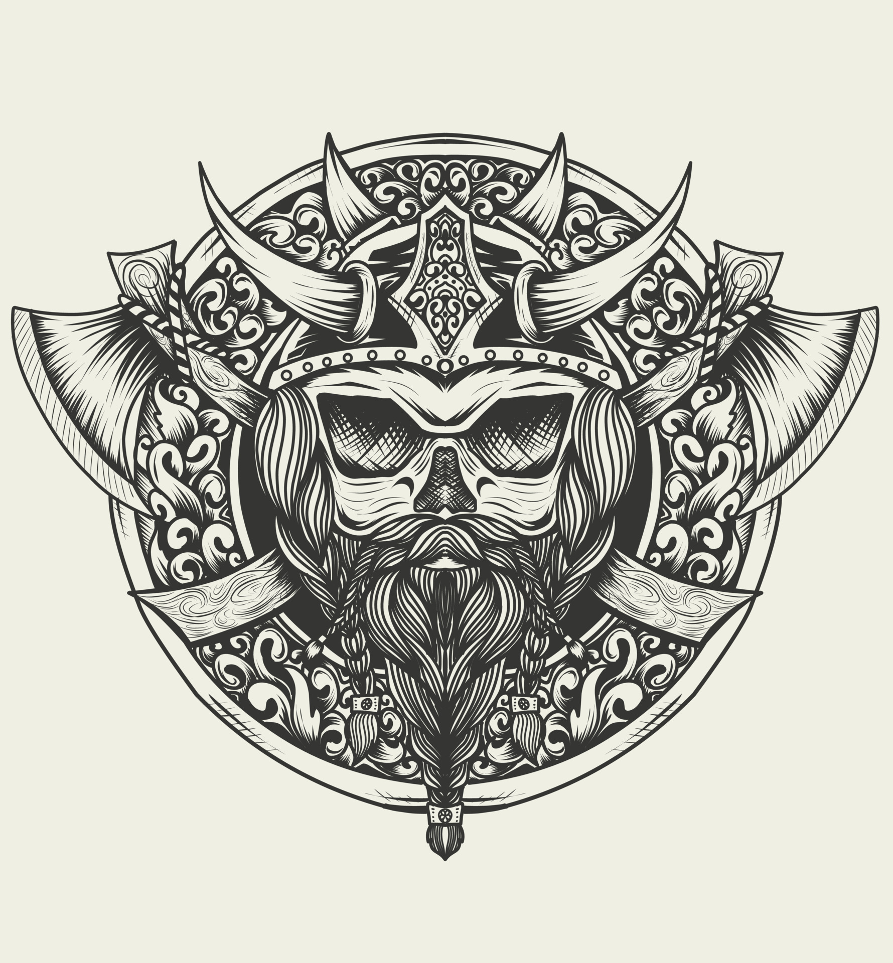 Viking Face Drawing