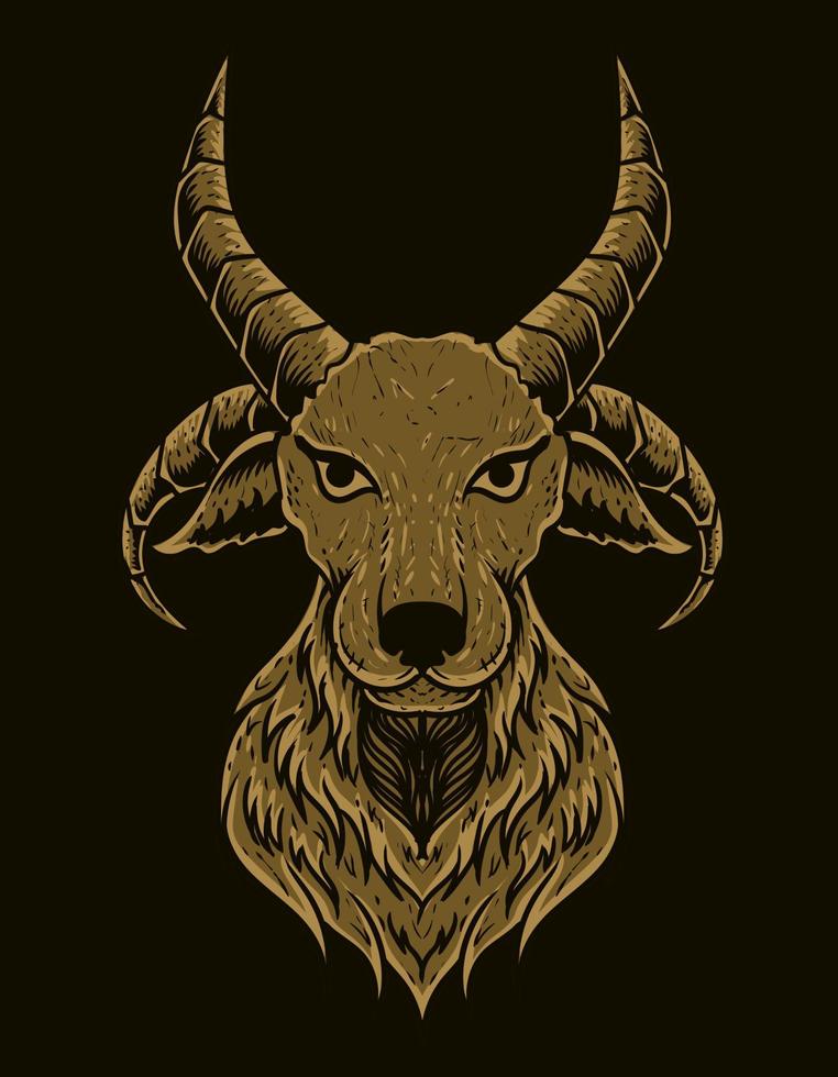 illustration vector goat head on black background