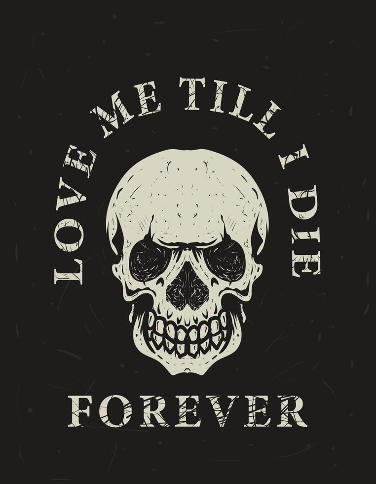 illustration vector retro skull head with quote