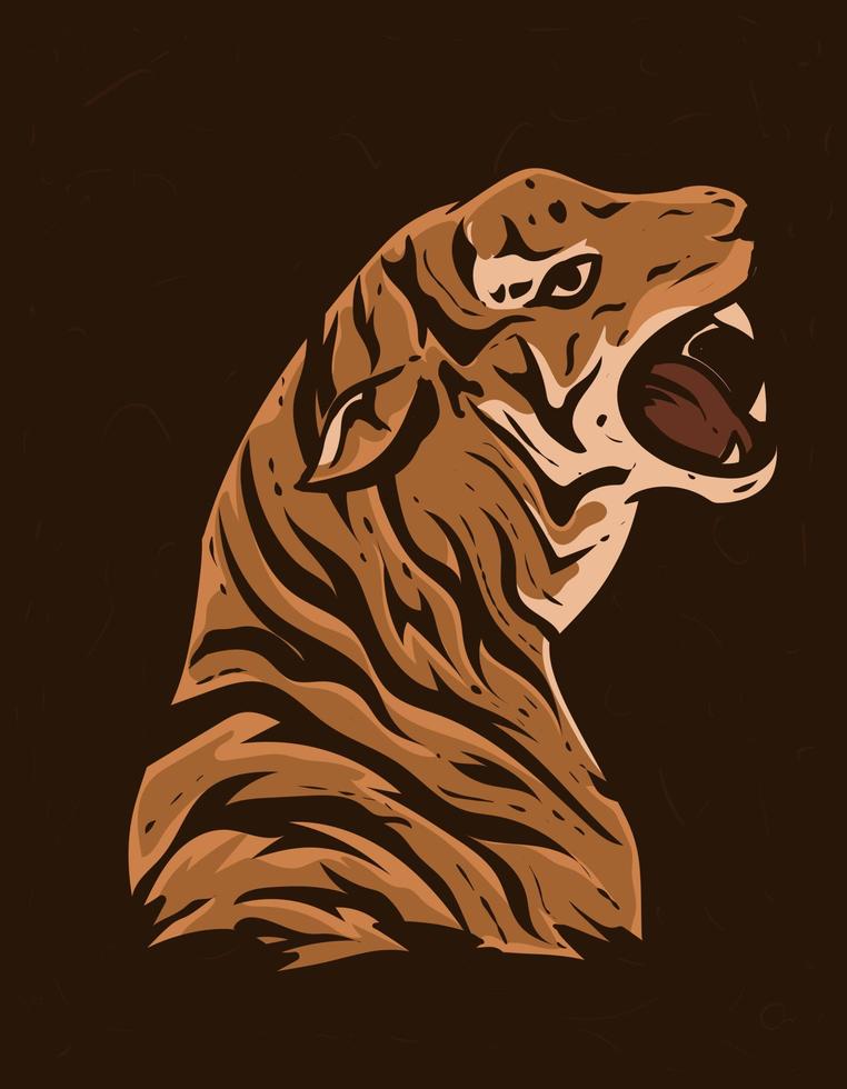 illustration vector vintage tiger head with retro style