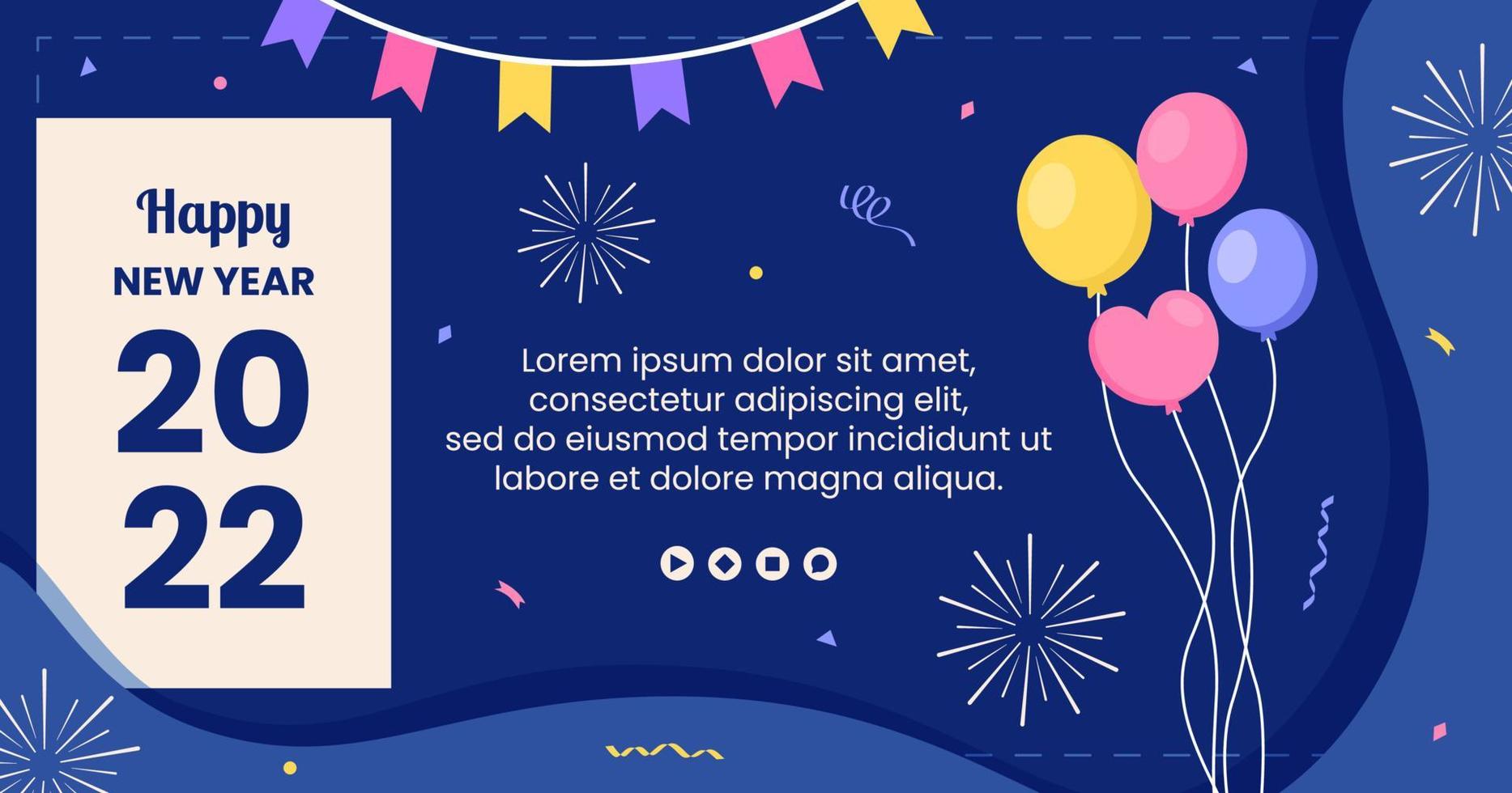 Happy New Year 2022 Post Template Flat Design Illustration Editable of Square Background Suitable for Social media, Feed, Card, Greetings and Web Internet Ads vector