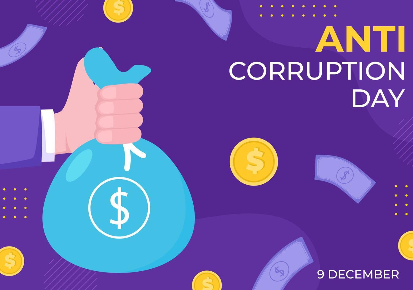 Anti Corruption Day Which is Commemorated Every 9 December for Tell the Public to Stop Give Money with a Prohibition Sign in Flat Design Illustration vector