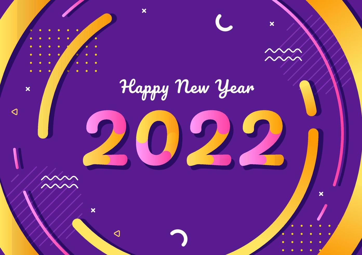 Happy New Year 2022 Template Flat Design Illustration with Ribbons and Confetti on a Colorful Background for Poster, Brochure or Banner vector