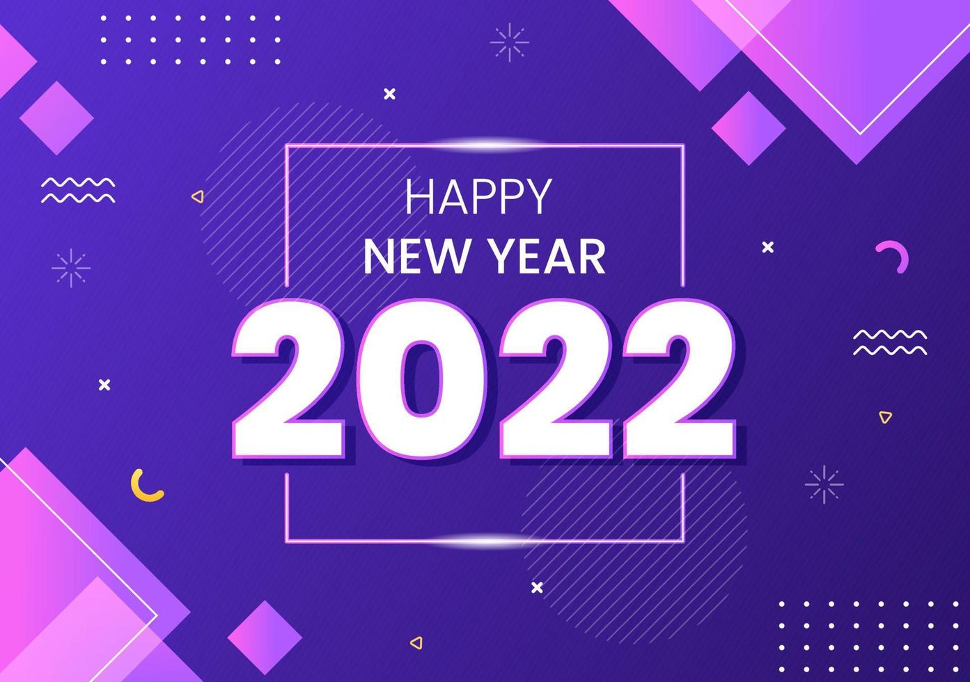 Happy New Year 2022 Template Flat Design Illustration with Ribbons and Confetti on a Colorful Background for Poster, Brochure or Banner vector