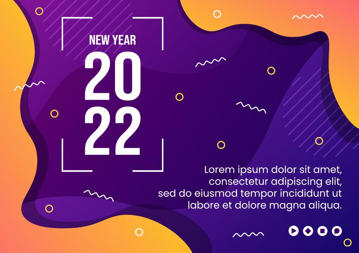 Feliz año nuevo 2022 plantilla de folleto ilustración de diseño plano editable de fondo cuadrado adecuado para redes sociales, alimentación, tarjetas, saludos y anuncios web en Internet vector