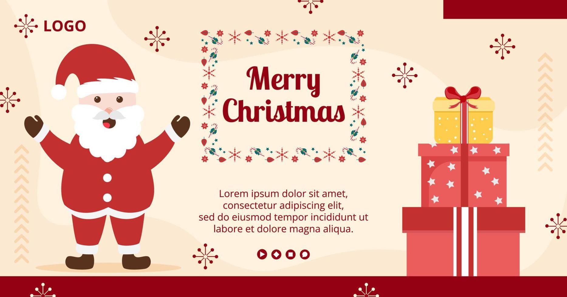Ilustración de diseño plano de plantilla de publicación de feliz día de Navidad editable de fondo cuadrado adecuado para redes sociales, tarjetas, saludos y anuncios web en Internet vector