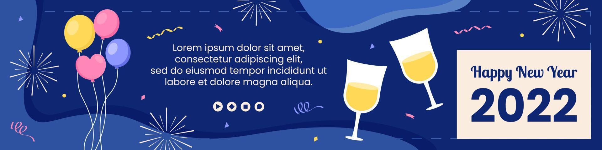 Happy New Year 2022 Banner Template Flat Design Illustration Editable of Square Background Suitable for Social media, Feed, Card, Greetings and Web Internet Ads vector