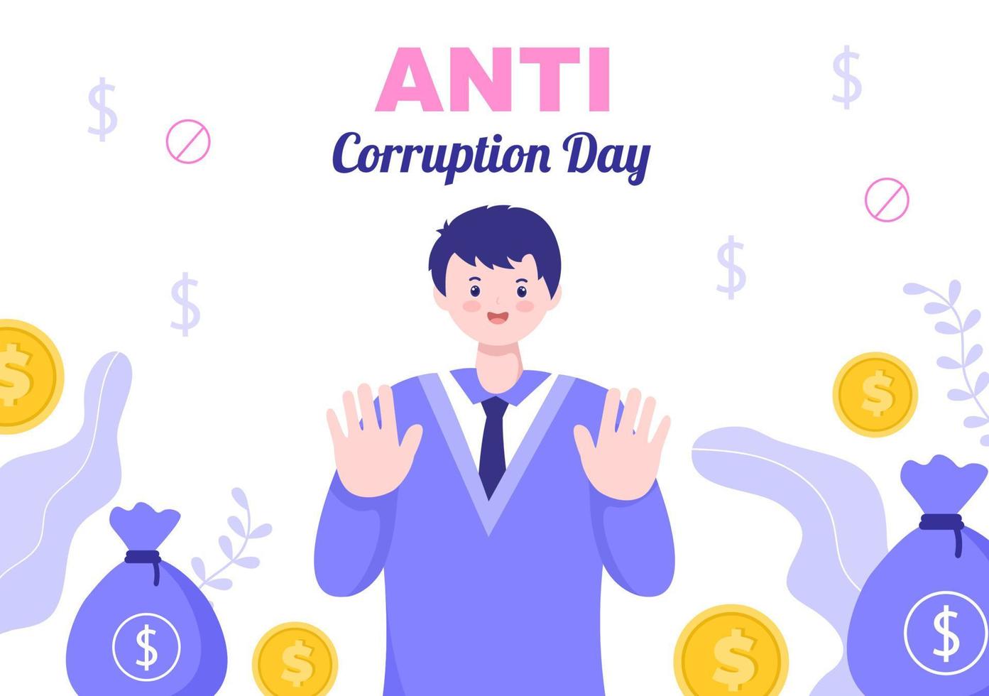 Anti Corruption Day Which is Commemorated Every 9 December for Tell the Public to Stop Give Money with a Prohibition Sign in Flat Design Illustration vector