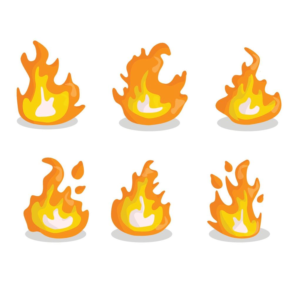 Set of red and orange fire flame. Collection of hot flaming element. Flames and fire design elements vector