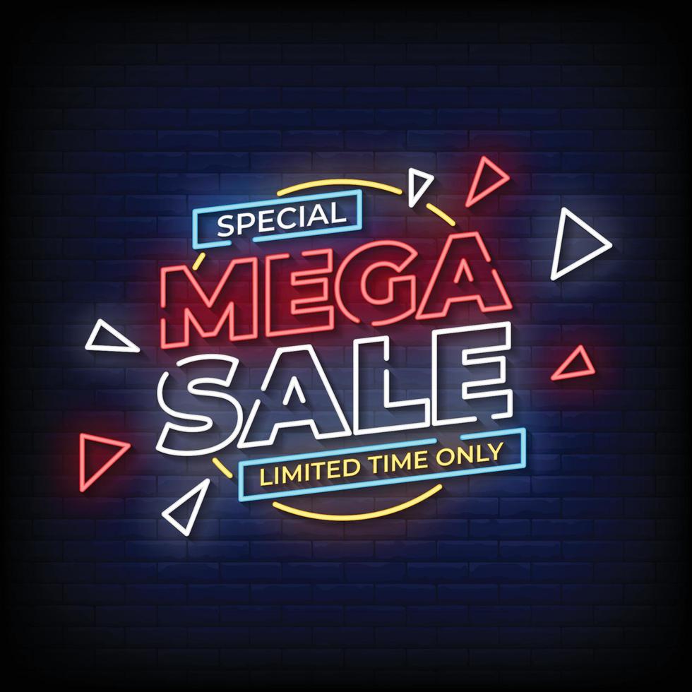 Mega Sale Neon Signs Vector