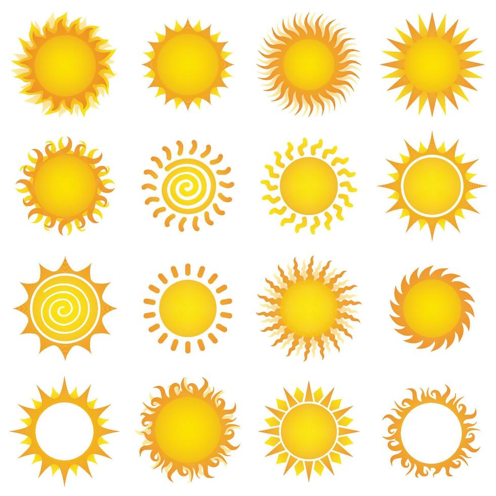 Set of sun illustrations vector