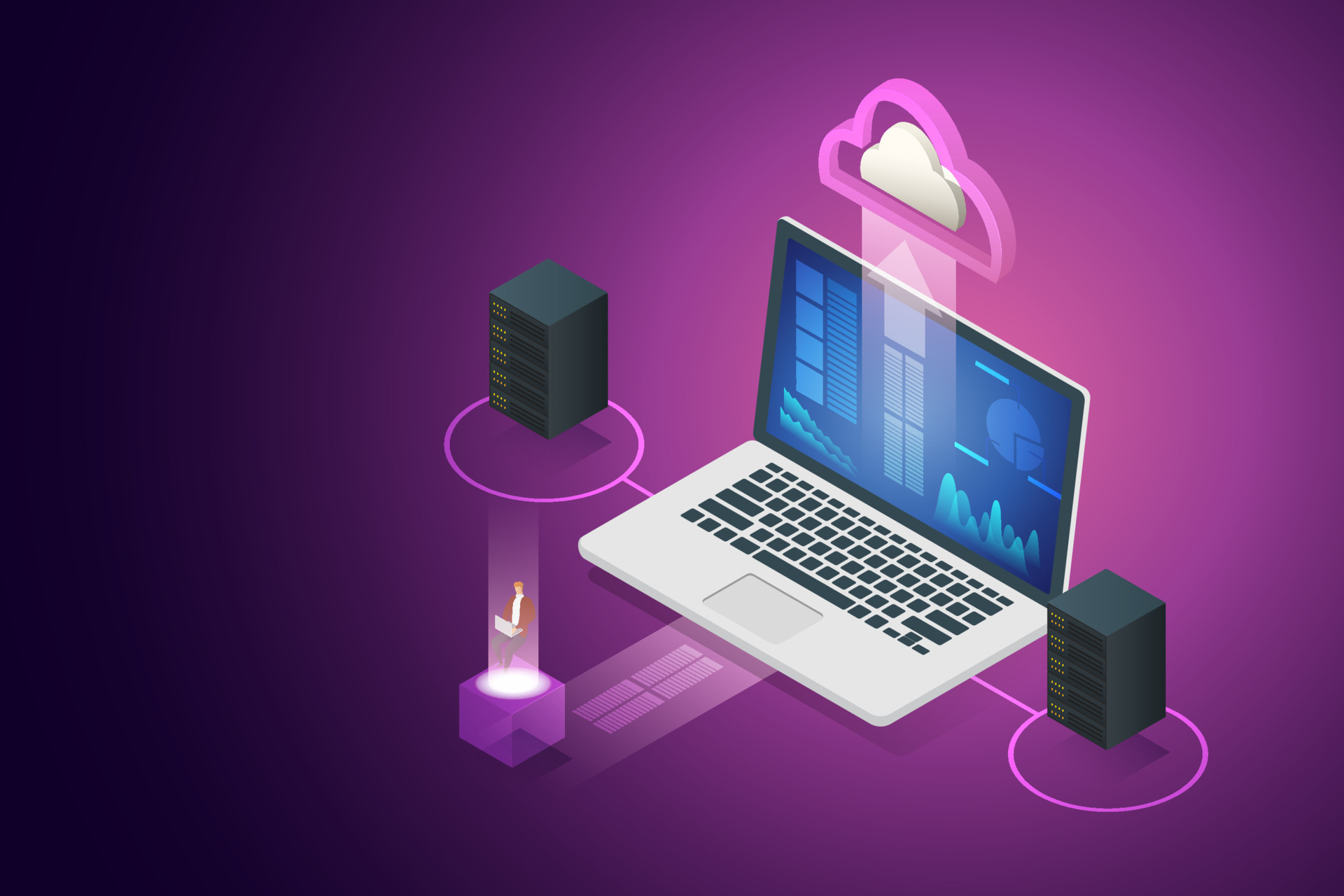 Hardware developer Collect data to save digital data. 4680641 Vector