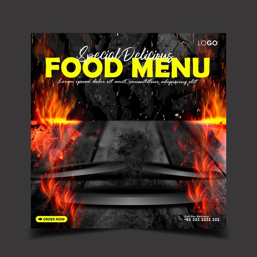 Special delicious burger social media banner post template vector