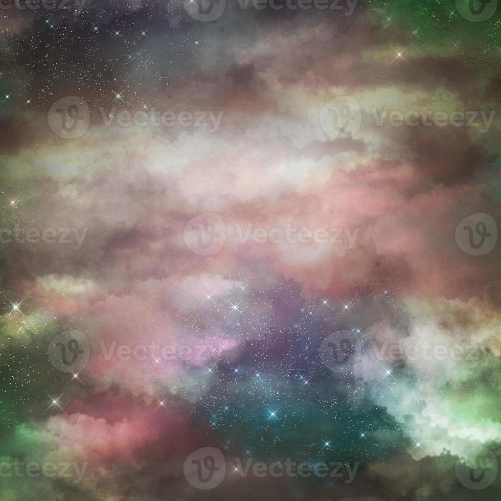 Fondo de galaxia abstracto con estrellas y planetas con motivos de humo de colores espacio de luz nocturna del universo foto