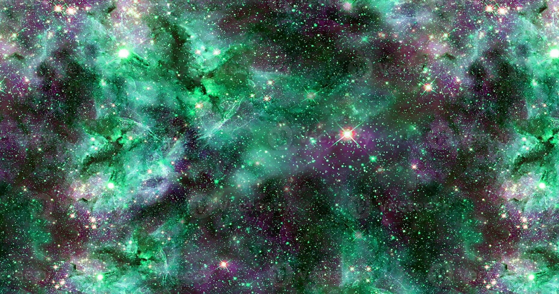 Fondo de galaxias abstractas con estrellas y planetas con motivos marinos de color verde oscuro y colores oscuros del universo espacio de luz nocturna foto