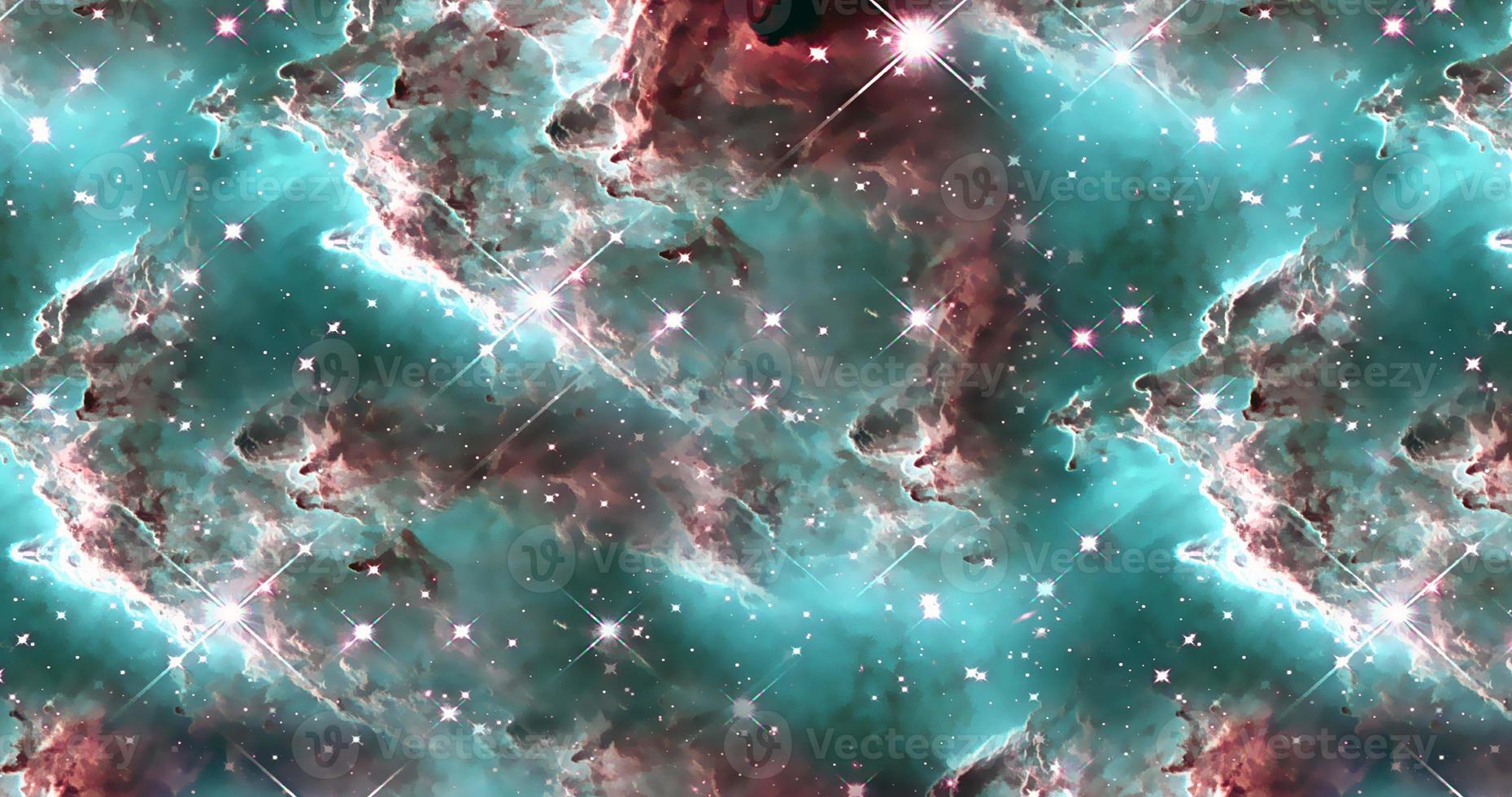 Fondo de galaxias abstractas con estrellas y planetas con motivos de cielo verde espacio turquesa del universo de luz nocturna foto