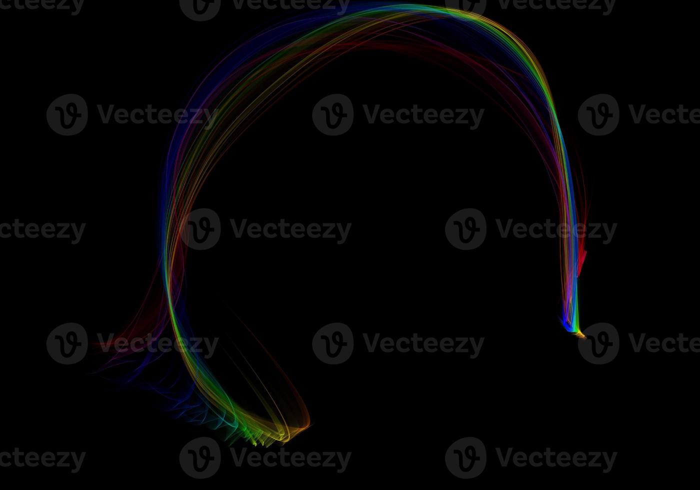 abstract curved rainbow overlays textures fantasy elegant with holographic natural colorful rainbow on dark black. photo