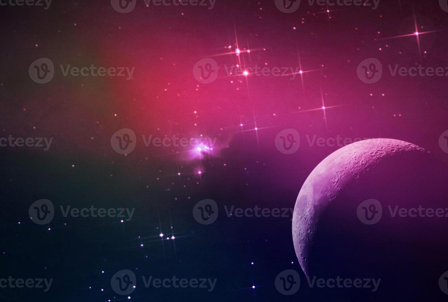 abstract galaxy background with stars and planets with galaxy motifs in purple and pink space light night universe photo