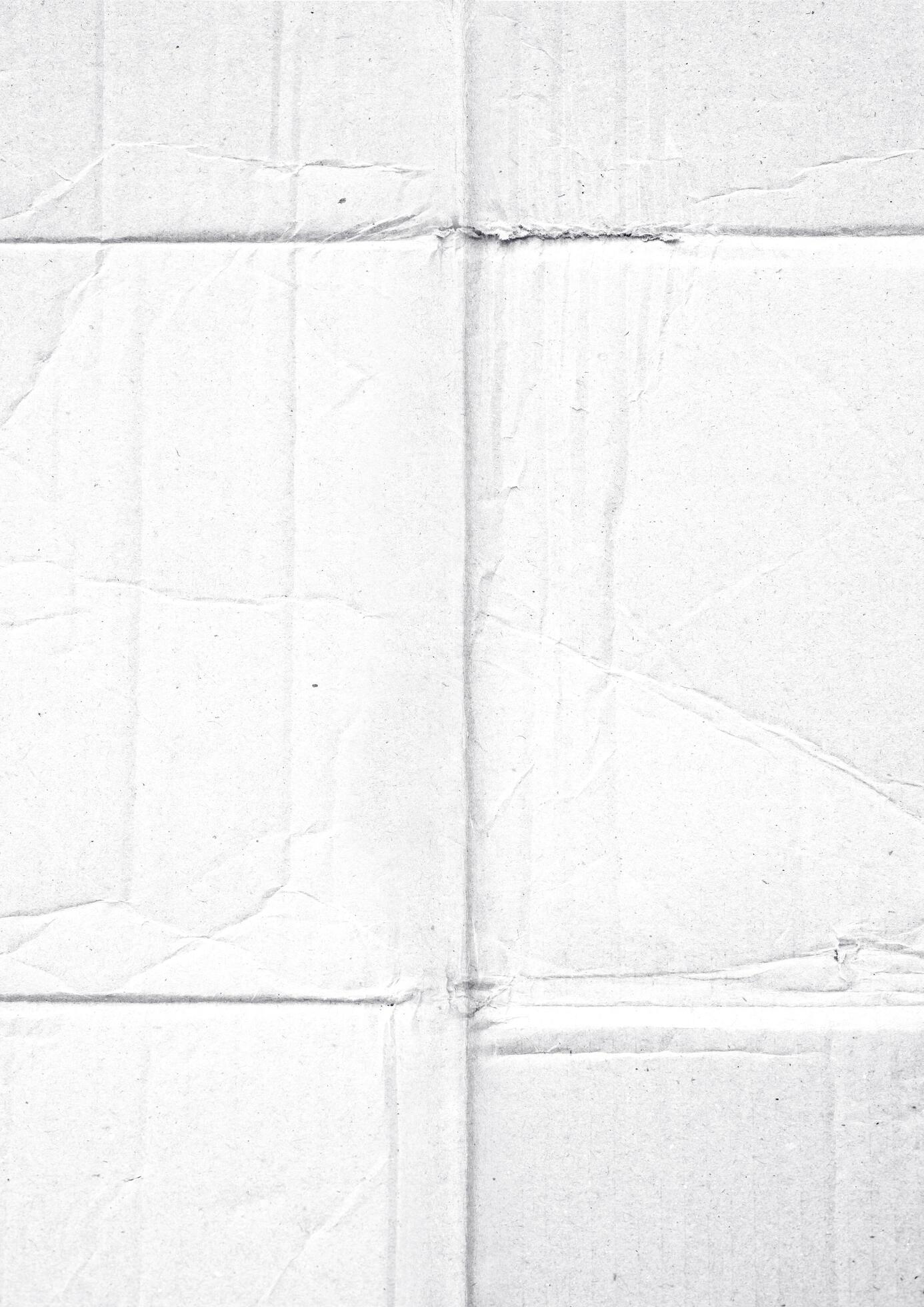 folded paper for poster texture. Blank white crumpled and wrinkled