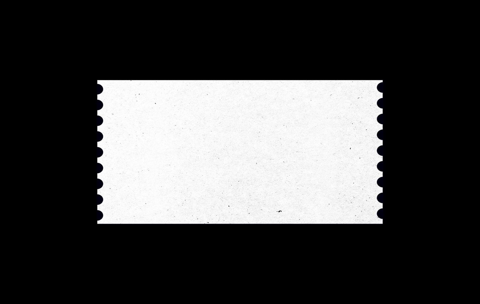 boleto en blanco blanco con textura de patrón de papel para diseño de maqueta. formulario de billete aislado en fondo negro. foto