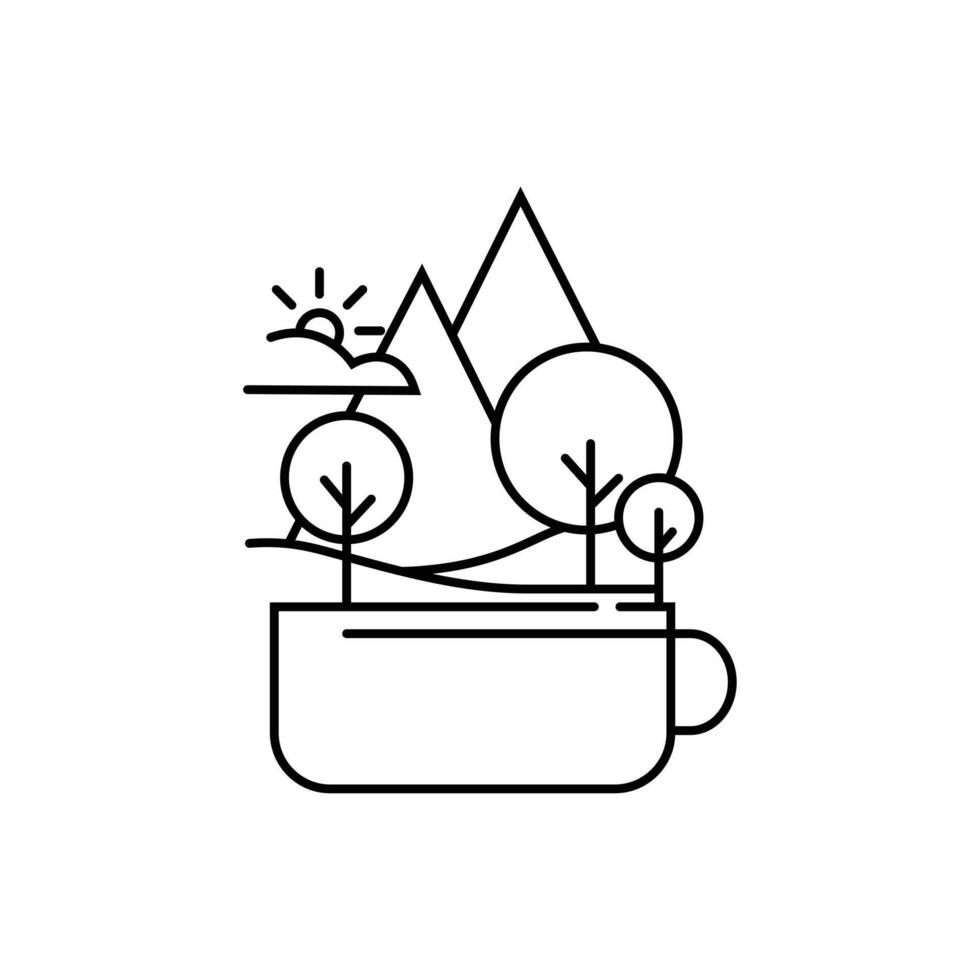 the logo illustration of the nature objects on a cup. a simple
