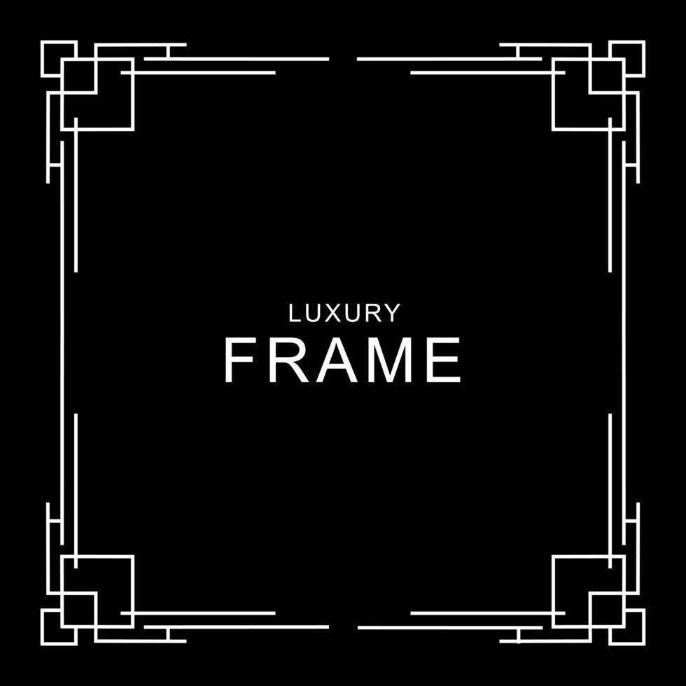 a simple square frame with some ornament as the border. collection set of the white outline frame on black for decorating design, card, invitation, etc. vector