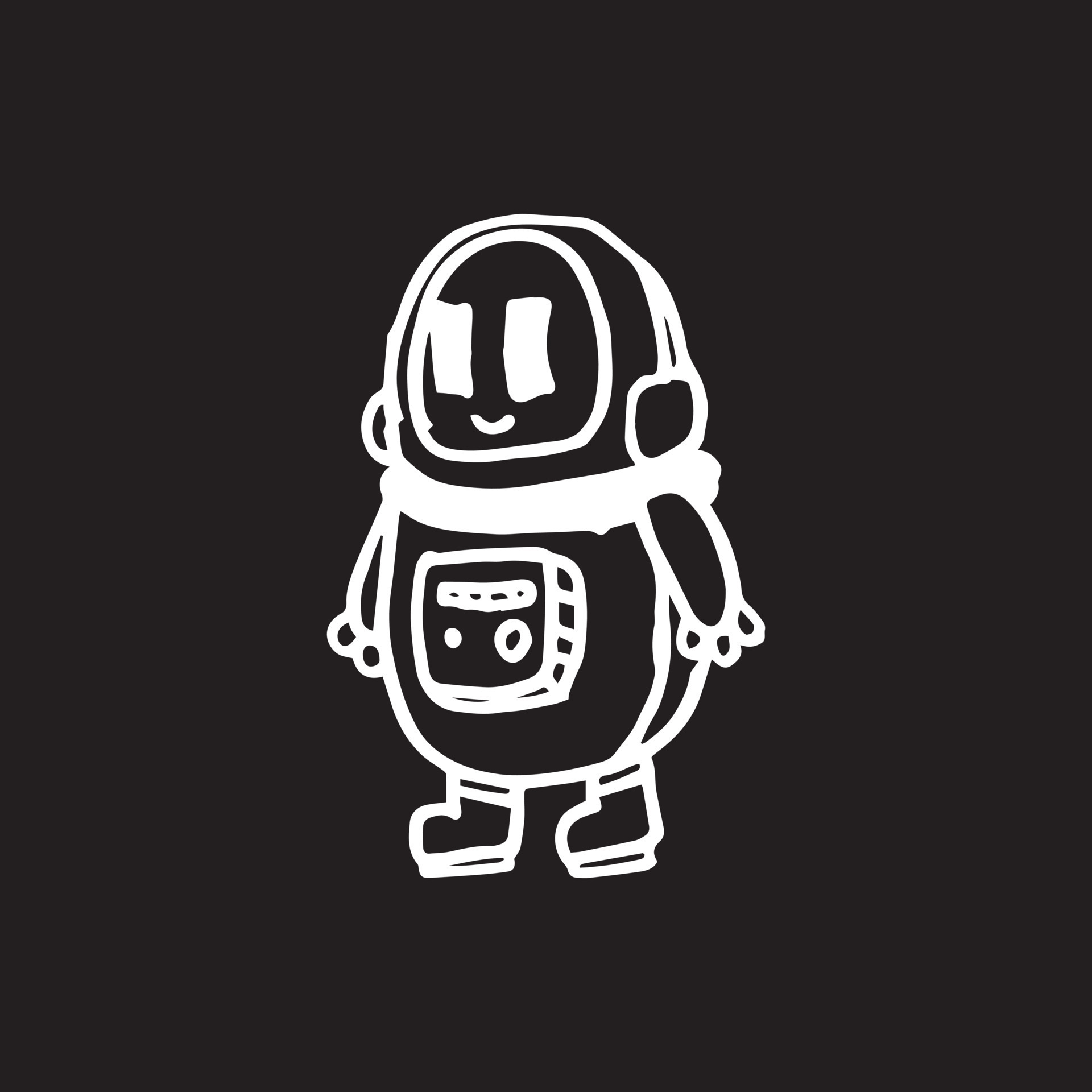 cute robot illustration in outline style. simple line drawing of a