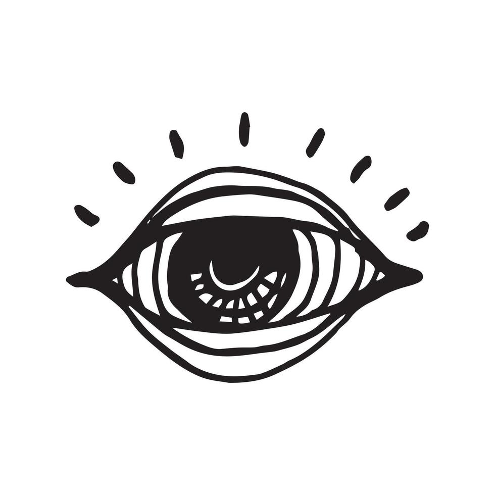 eye vector illustration. simple and minimalist doodle hand drawn illustration on white background.