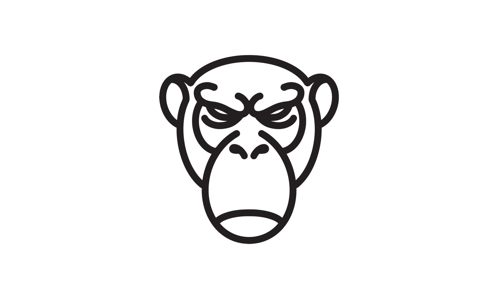 Chimpanzee vector line icon, animal head vector line art, isolated ...