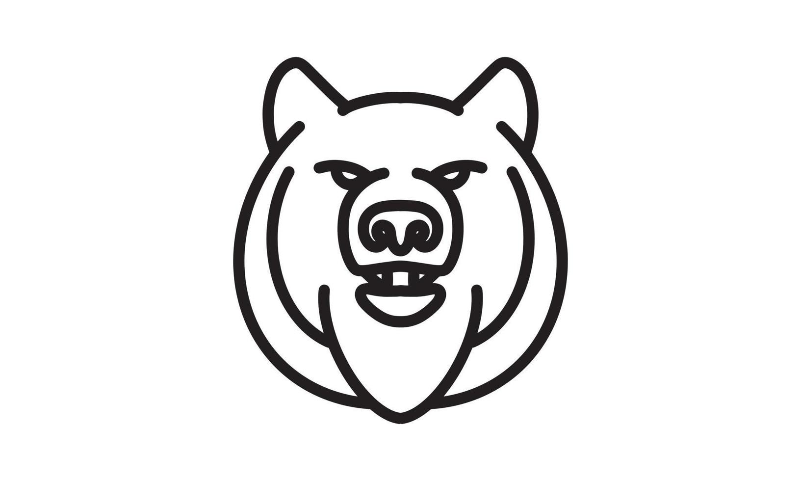 Bear vector line icon, animal head vector line art, isolated animal illustration for logo desain