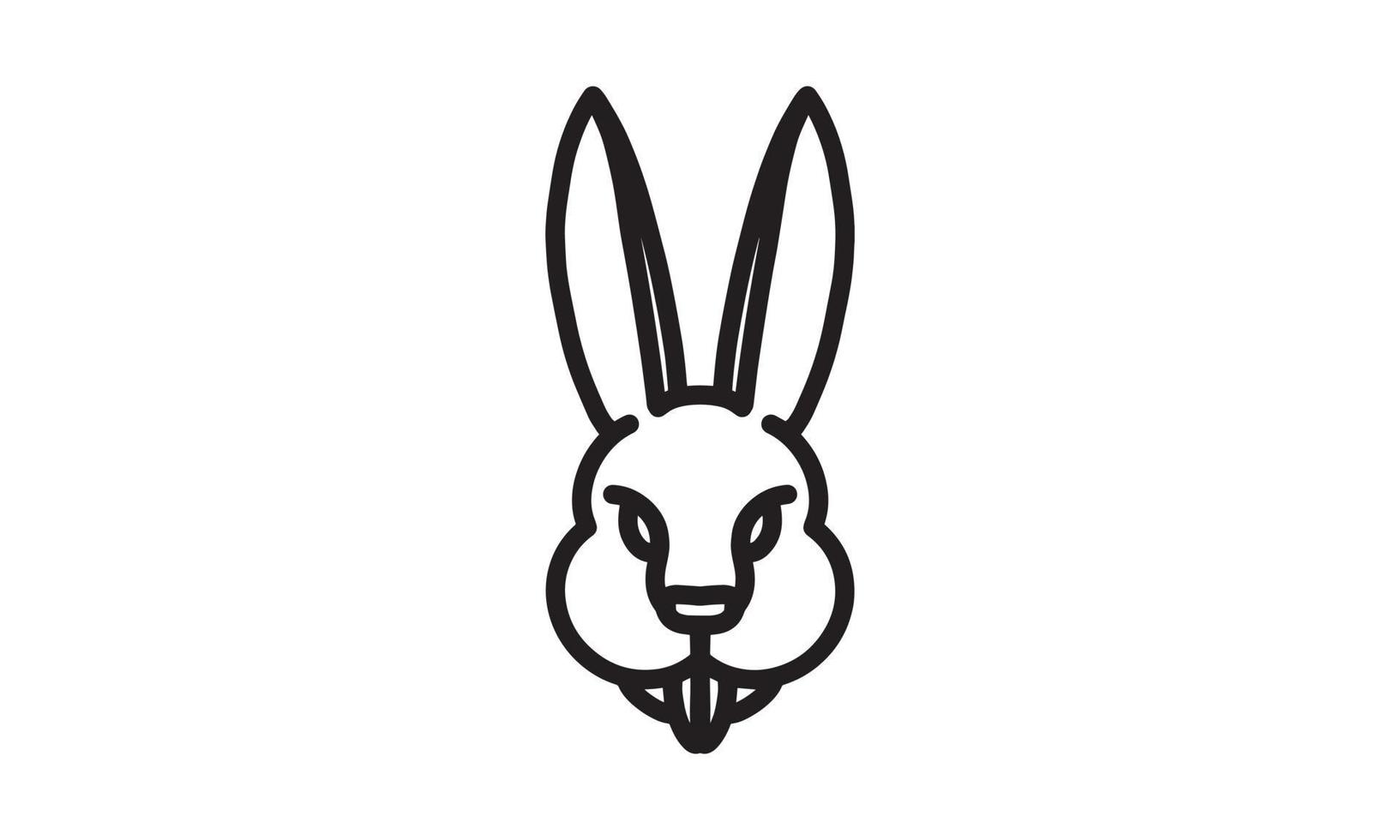 Rabbit vector line icon, animal head vector line art, isolated animal illustration for logo desain