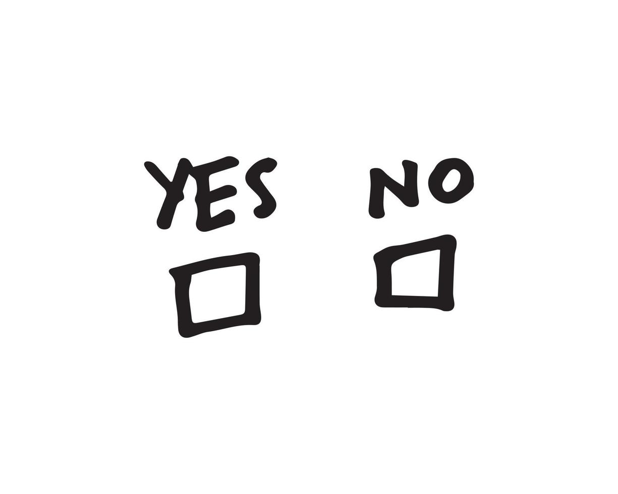 yes or no with a checked box underneath. choices box illustration that is drawn in vector graphics. a simple hand-drawn drawing.