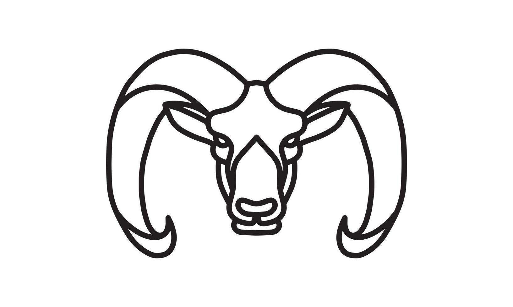 icono de línea de vector de cabra, arte de línea de vector de cabeza de animal, ilustración de animal aislado para logo desain