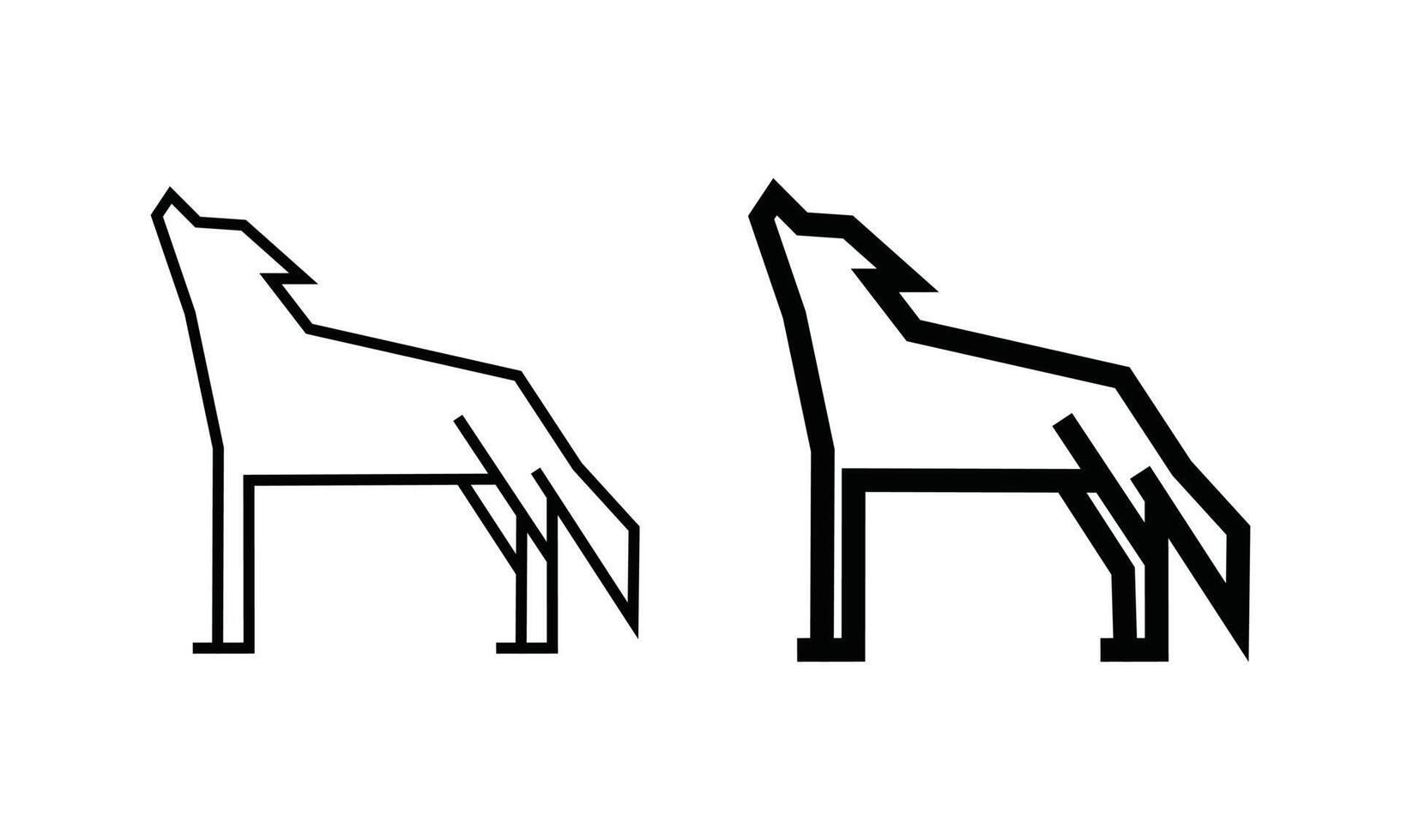 Ilustración de vector de arte de línea de lobo aislado sobre fondo blanco. icono de contorno mínimo para el concepto de logotipo animal simple.