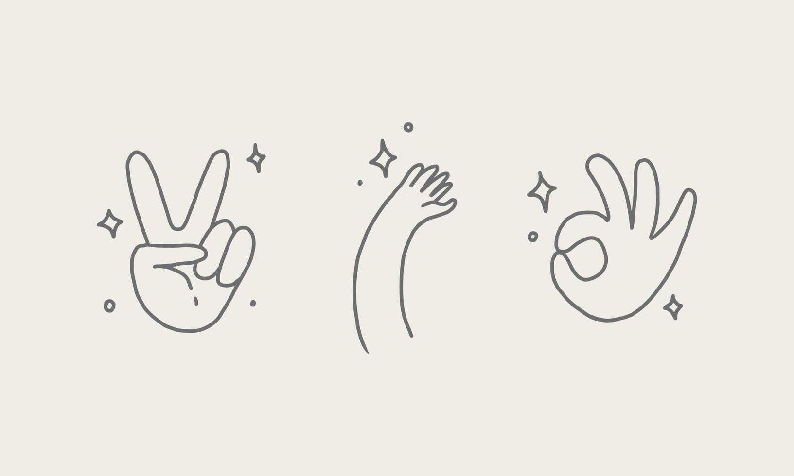 outline doodle of hand gesture on white background. simple illustration of the human body in vector graphics. popular sign gesture for creative design.