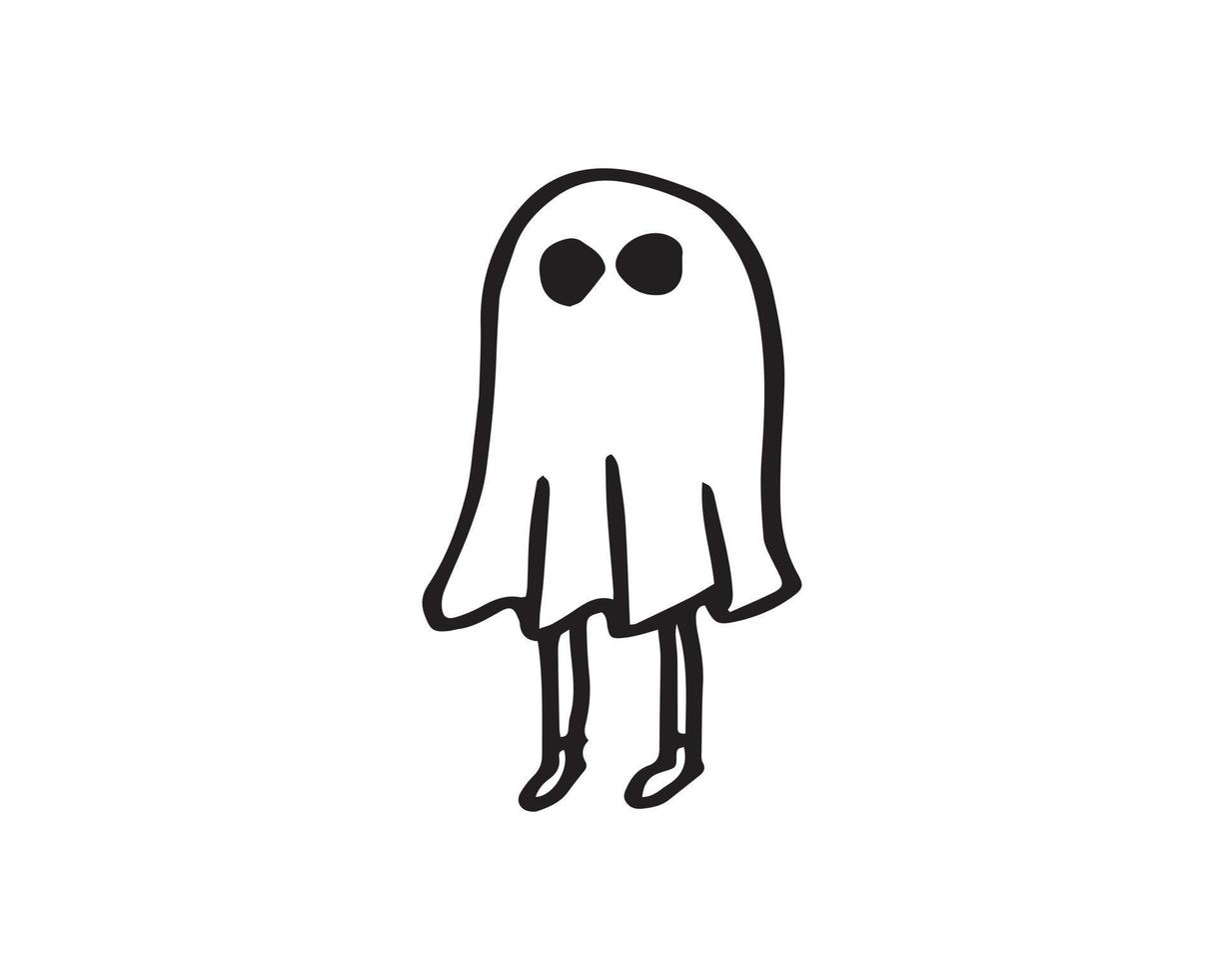 un fantasma con ojos afilados en la ilustración vectorial para gráficos creativos dibujados a mano. ilustración simple en un tema de halloween. vector