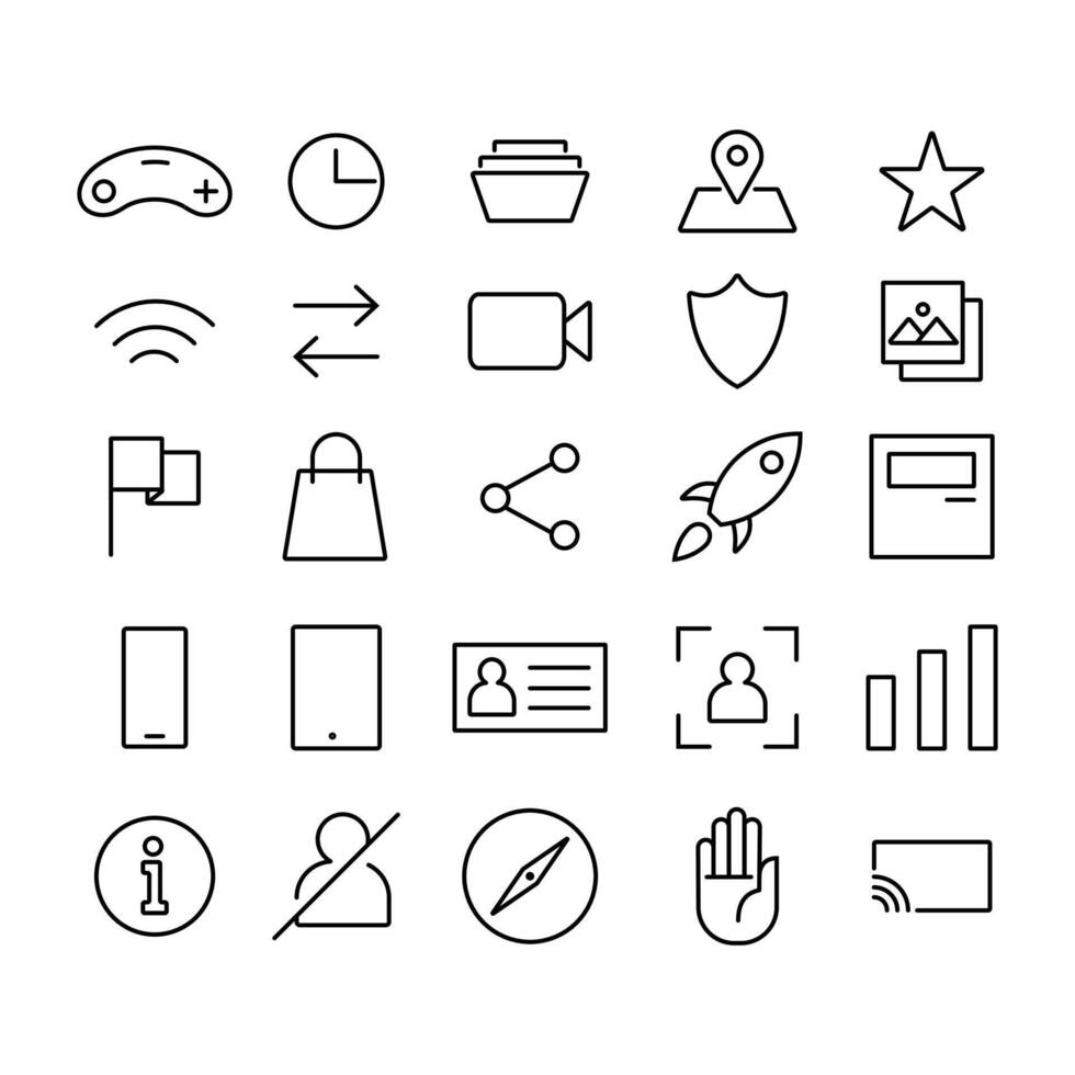 the most commonly used icons for ui ux element design. the element collection for website or app interface. minimal outline icon style. vector