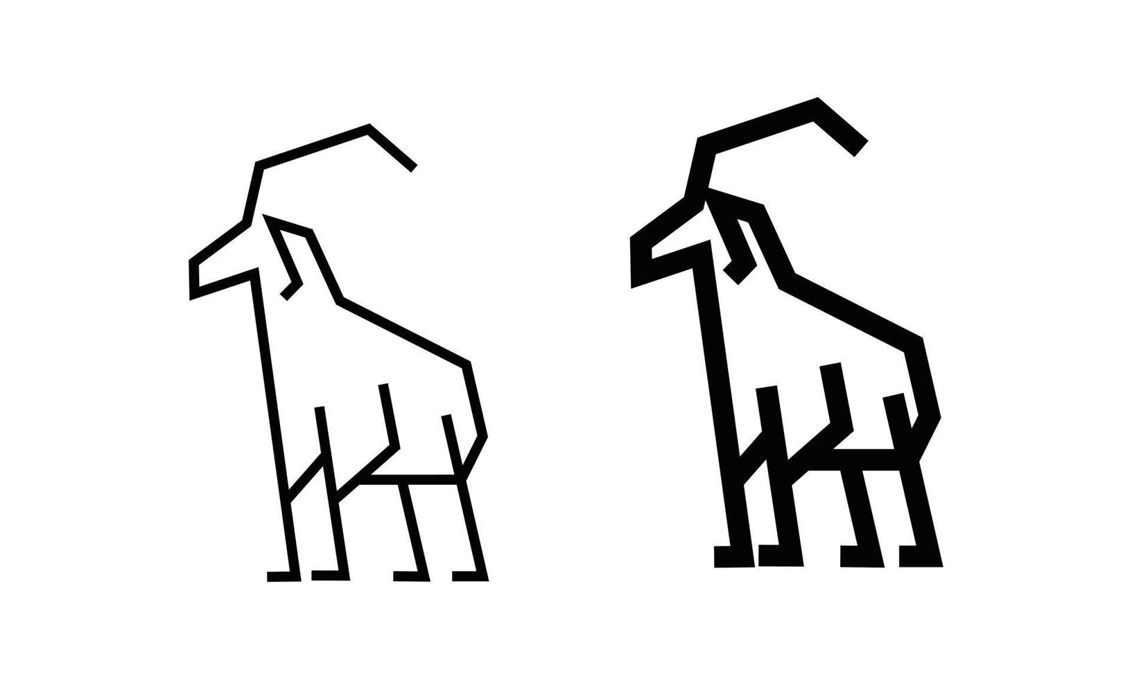 mountain goat line art vector illustration isolated on white background. minimal outline icon for simple animal logo concept.