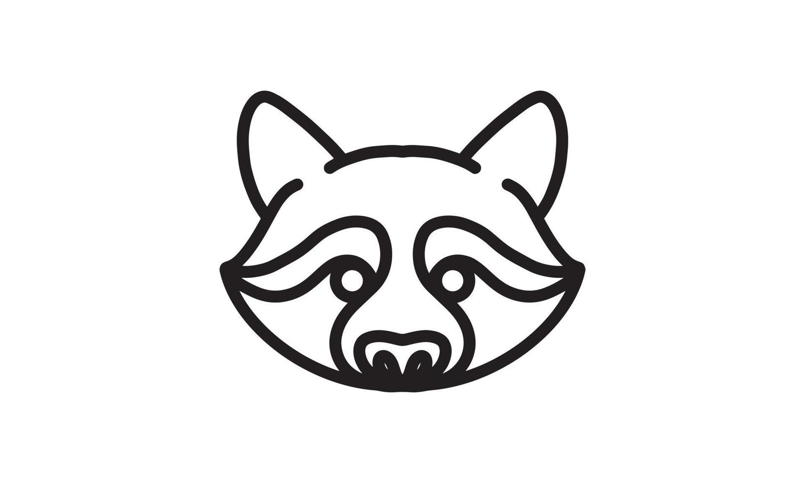 Raccoon vector line icon, animal head vector line art, isolated animal illustration for logo desain