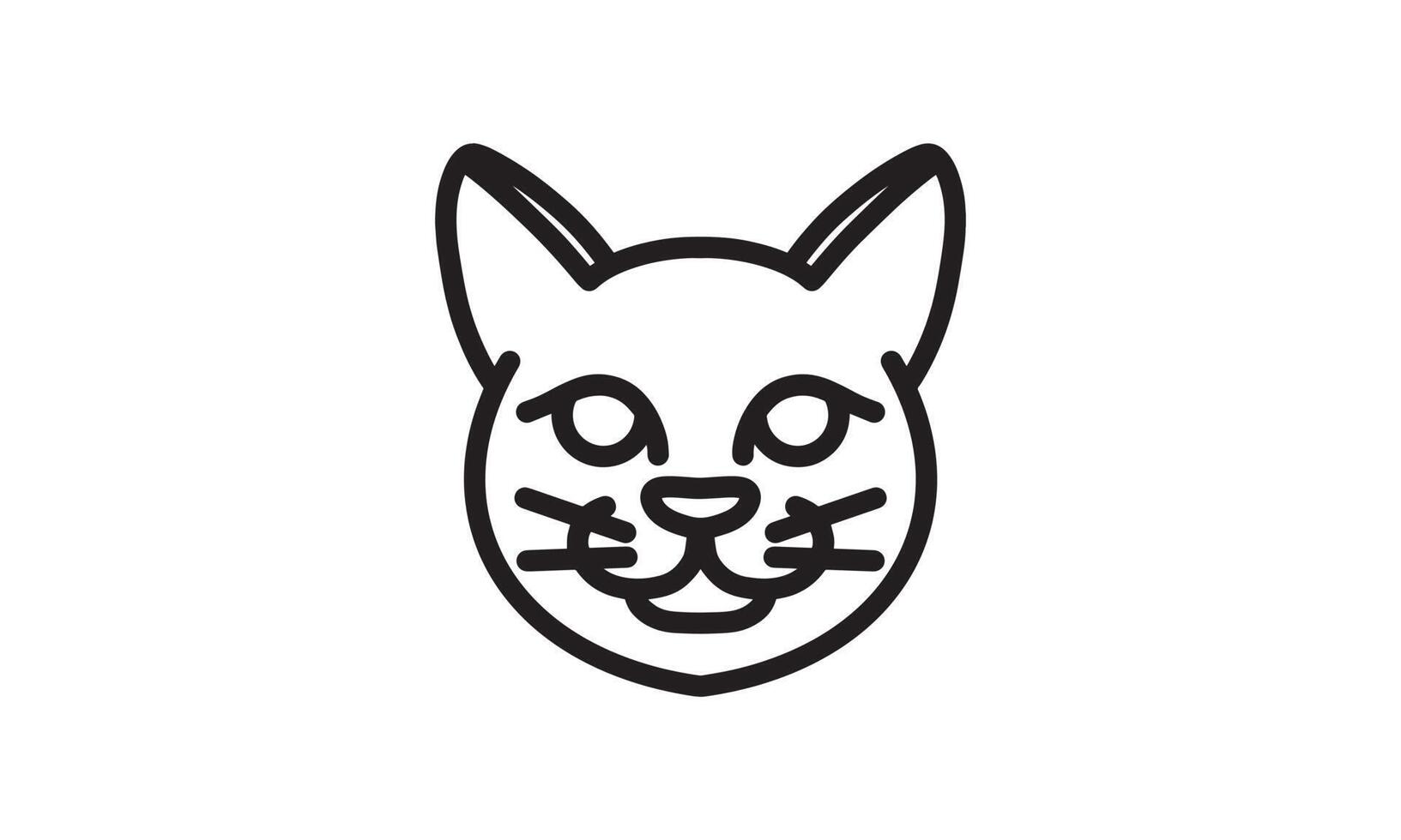 icono de línea de vector de gato, arte de línea de vector de cabeza de animal, ilustración de animal aislado para logo desain