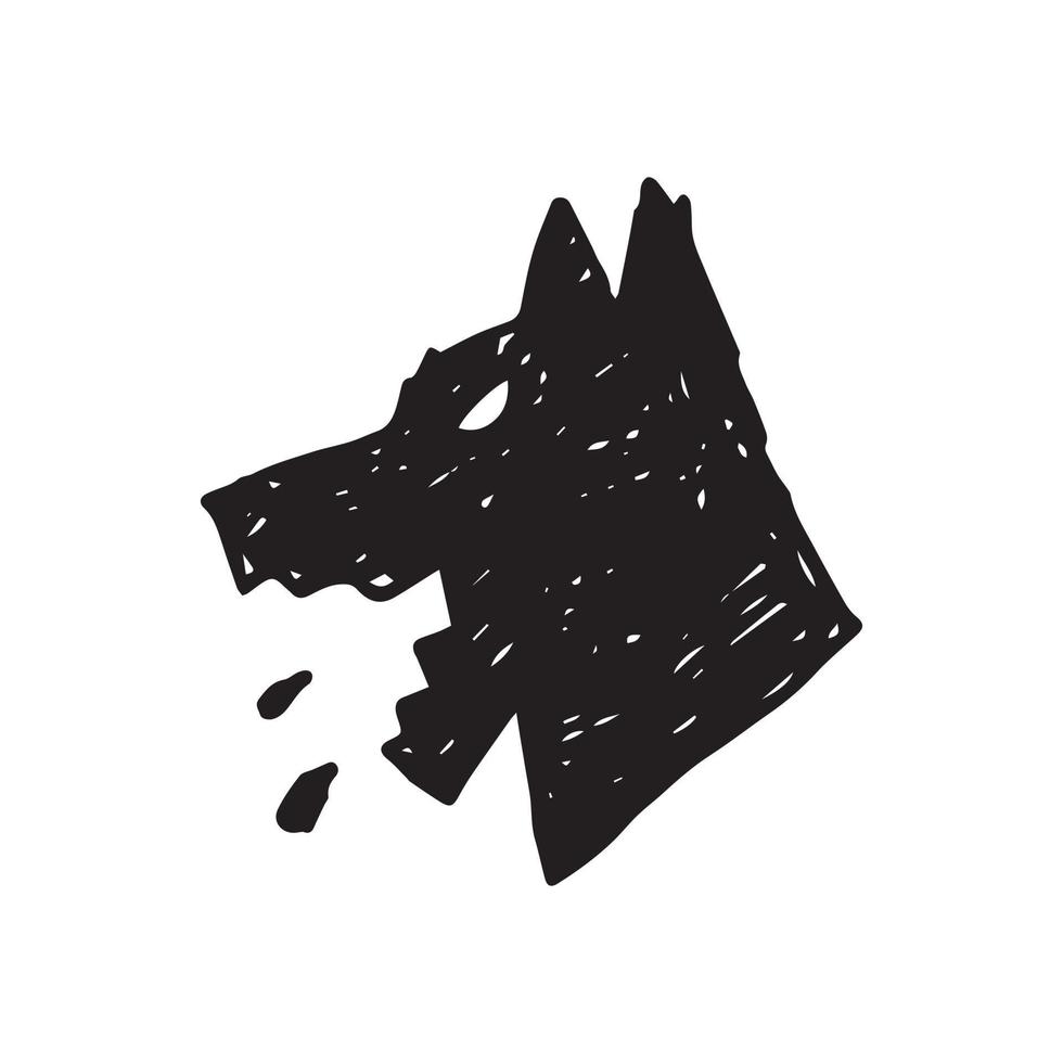 the abstract scribble generating a silhouette of a head dog barking. a simple illustration that is possible to be used as a logo element. vector