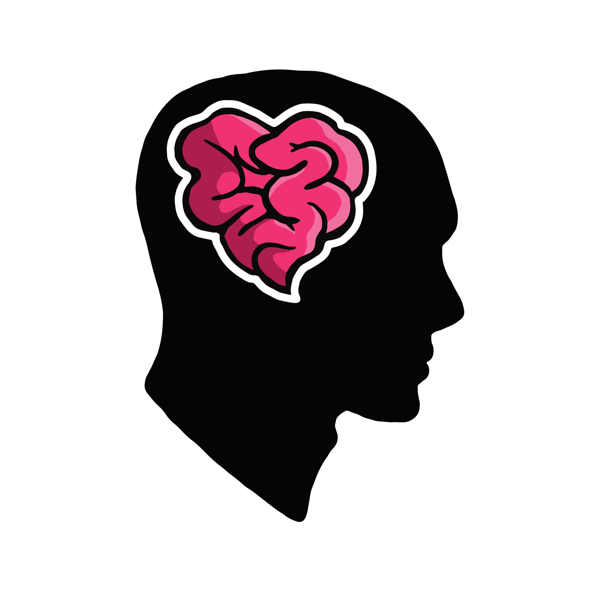 brain illustration shaped in a heart and colored in pink. romance