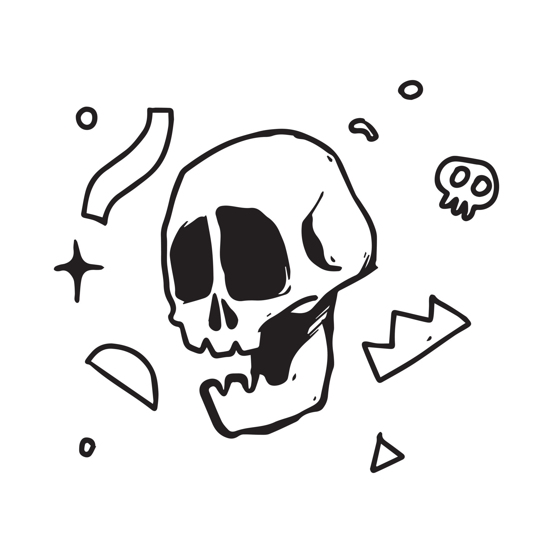 a skull head and some elements doodle illustration. simple hand drawn drawing that is suitable for a Halloween cartoon theme design. 4682550 Vector Art at Vecteezy a skull head and some elements doodle illustration. simple hand drawn drawing that is suitable for a Halloween cartoon theme design. 4682550 Vector Art at Vecteezy