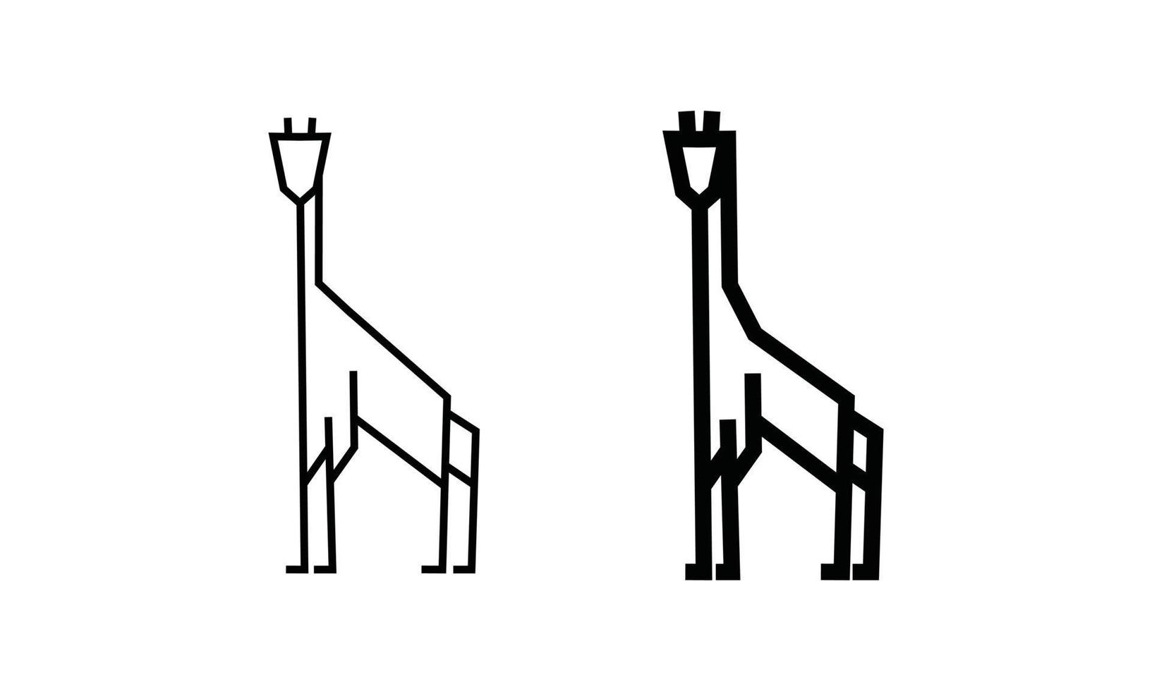 giraffe line art vector illustration isolated on white background. minimal outline icon for simple animal logo concept.