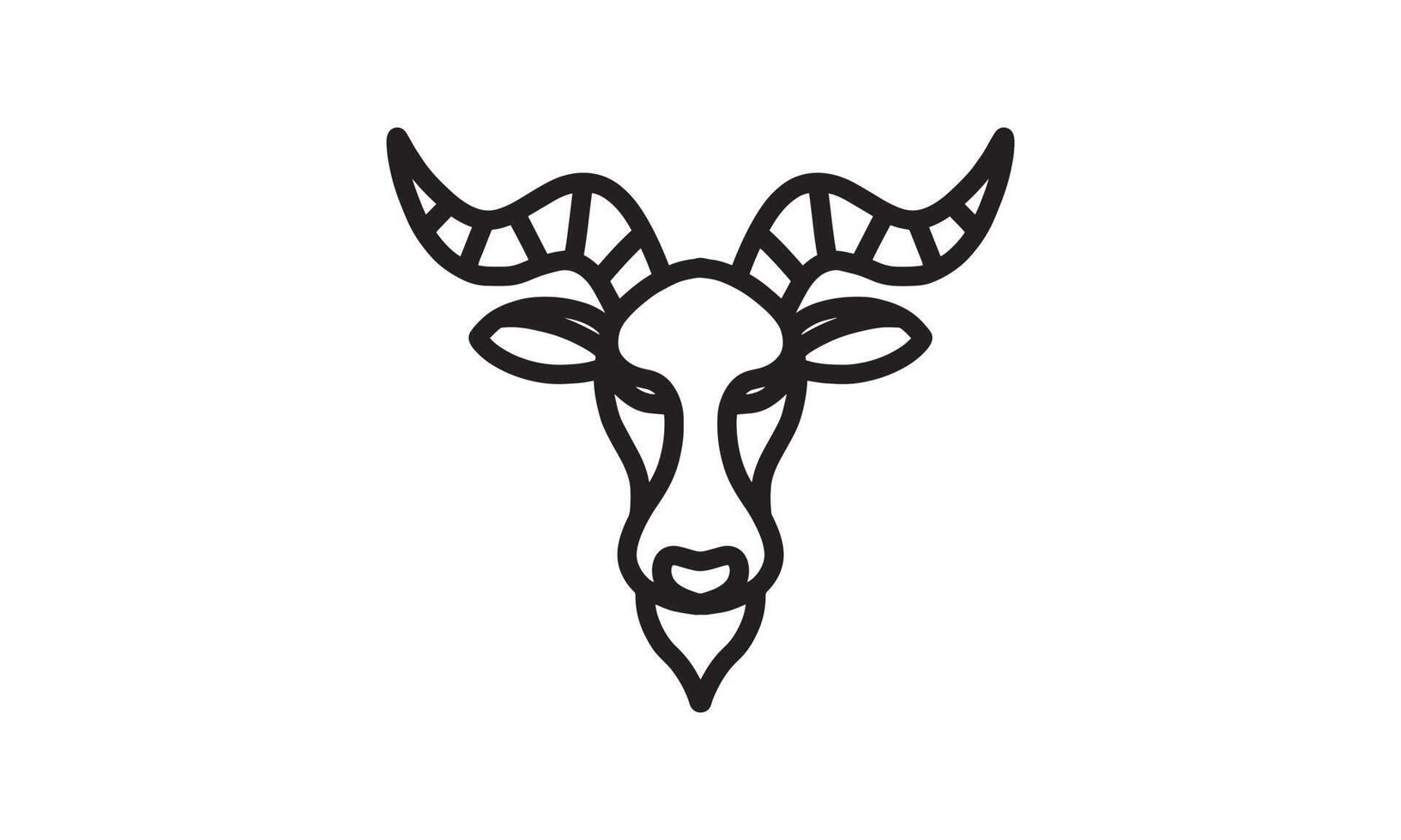 Angora goat vector line icon, animal head vector line art, isolated animal illustration for logo desain