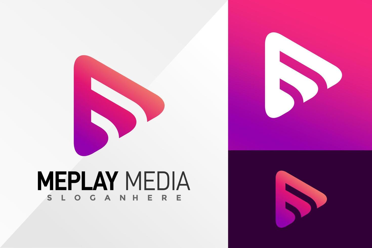 Letter M Play Music Media Logo Design Vector illustration template