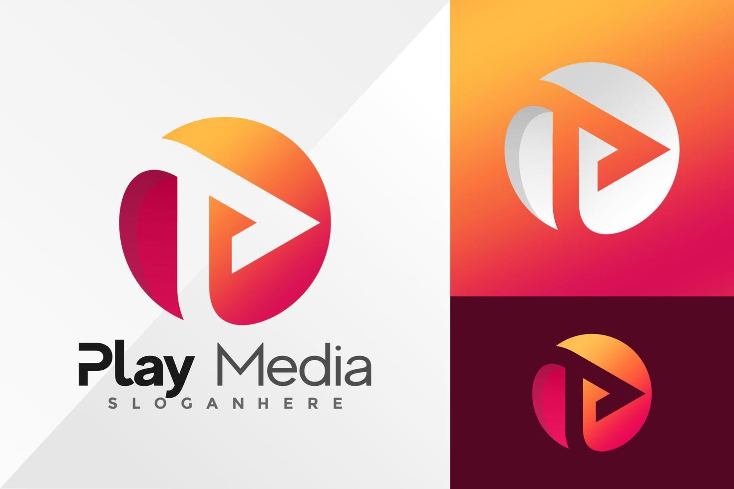 Play Media Letter P Logo Design Vector illustration template